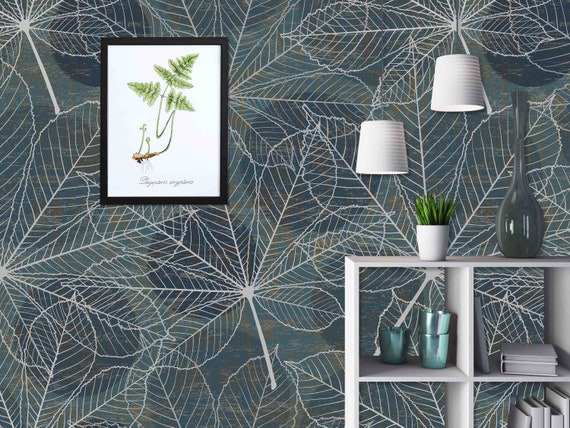Leaf Texture Wall Mural: Nordic Style Wallpaper (Custom Size, Removable)
