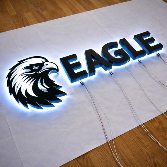 Backlit Logo Sign, Beauty Salon Sign, 3D Business Sign, Business Signboard, Custom Laser Cut, Logo With Raised 3D Design, Dentist Sign