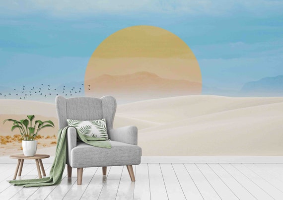 Custom Mountain Wallpaper: Sun and Sand Design - Removable Peel & Stick