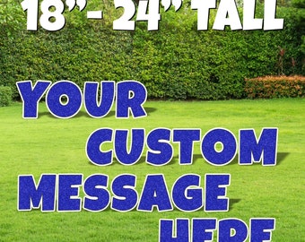 Custom Outdoor Yard Sign: Blue Glitter Letters (18" & 24" Options)