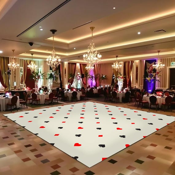 Personalized Casino Theme Vinyl Floor Wrap | Custom Removable Adhesive Floor Decals | Wedding, Party & Dance Floor Decor