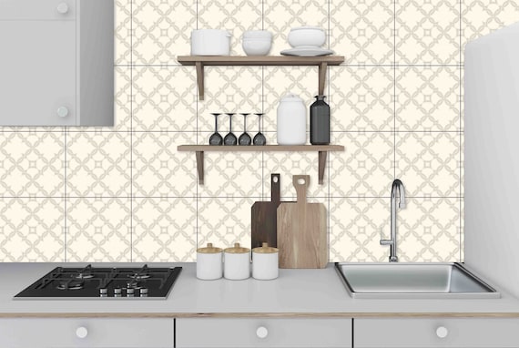 Tangled Modern Pattern Tile Sticker-Decal for Kitchen, Bathroom, Backsplash, Self Adhesive Tile Decal, Waterproof Removable Peel&Stick