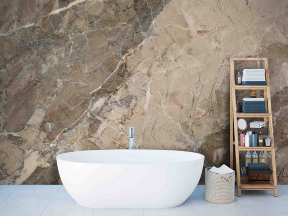 Custom Size Wallpaper - Glossy Marble Stone Wallpaper - Peel and Stick Wall Decal - Self Adhesive or Pre-Pasted - Removable Wallpaper