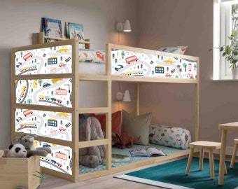 Cars and Trains Kura Bed Decal: Colorful Kids Room Stickers