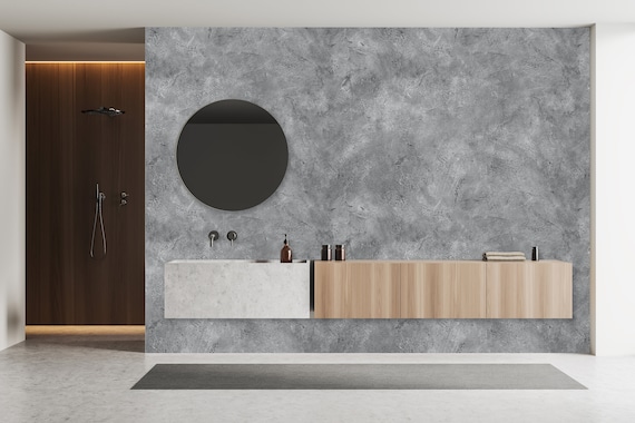 Modern Gray Concrete Wallpaper (Custom Size, Peel and Stick)