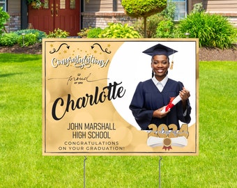 Personalized Graduation Yard Sign - Custom Name and Picture - Class of 2024 - Lawn Decoration - 24"- 36" Width