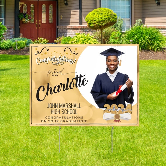 Personalized Graduation Yard Sign - Custom Name and Picture - Class of 2024 - Lawn Decoration - 24"- 36" Width