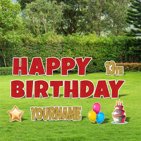 Personalized Birthday Yard Signs, 18 Inch Happy Birthday Lawn Signs, Outdoor Lawn Decorations, Ornaments, Custom Name & Age