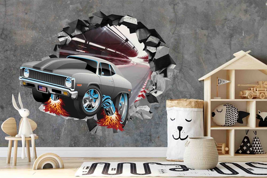 Flying Car Wall Decal: Custom Peel and Stick Wallpaper (removable) - Etsy