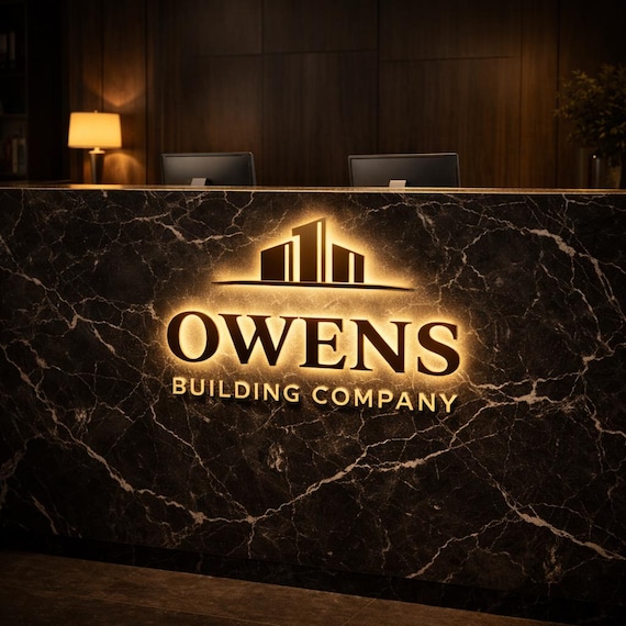 Custom Reception Logo Sign | 3D LED Channel Letters with Halo Backlight