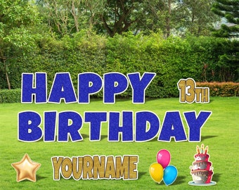 Birthday Yard Sign: Custom Name and Age Outdoor Decoration (18 Inch)