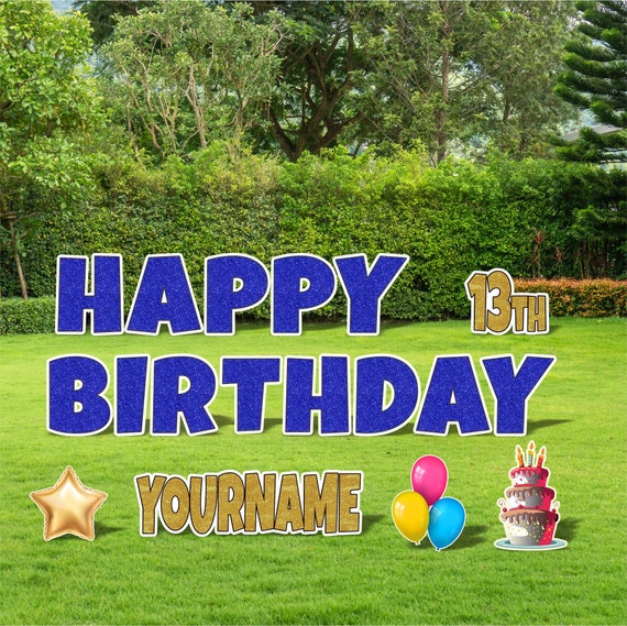 Personalized Birthday Yard Signs, 18 Inch Happy Birthday Lawn Signs, Outdoor Lawn Decorations, Ornaments, Custom Name & Age