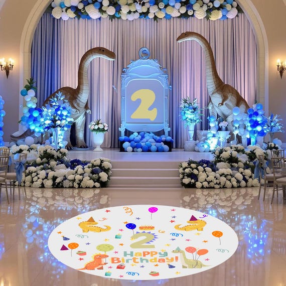 Dinosaur Birthday Floor Decal,Happy Raound Dance Sticker,Kids Party Decoration,Custom Name Vinyl Graphic,Personalized Removable Print