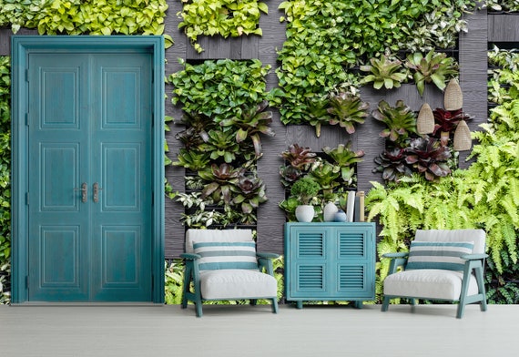 Custom Size Wallpaper - Green Leaves Wallpaper - Peel and Stick Wall Decal - Self Adhesive or Pre-Pasted - Removable Wallpaper