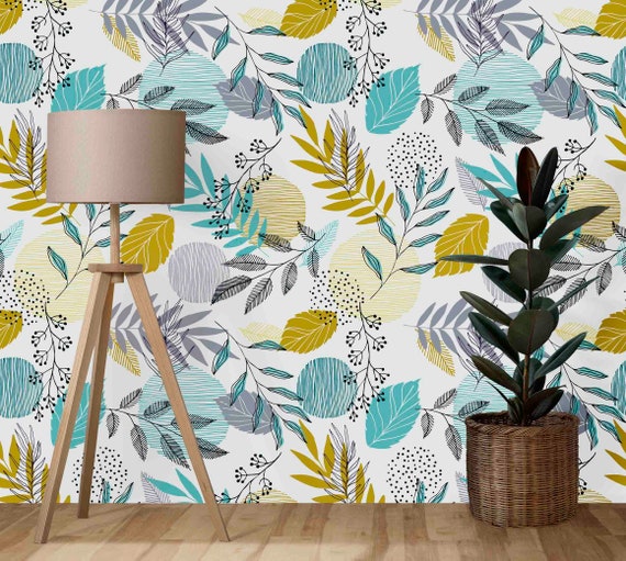 Custom Size Wallpaper - Scandinavian Autumn Pattern Wallpaper - Peel and Stick Wall Decal - Self Adhesive or Pre-Pasted -Removable Wallpaper