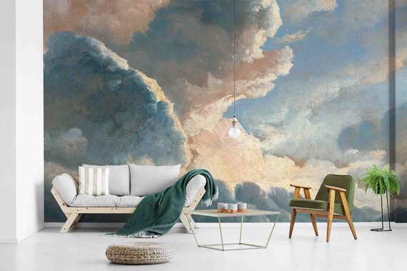 Custom Size Wallpaper - Oil Painting Abstract Cloud Wallpaper - Peel and Stick Wall Decal - Self Adhesive or Pre-Pasted