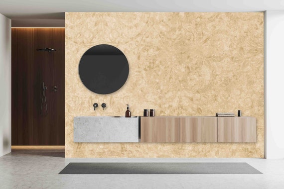 Custom Size Wallpaper - Old Brown Yellow Beige Vintage Wallpaper  - Peel and Stick Wall Decal - Self Adhesive or Pre-Pasted