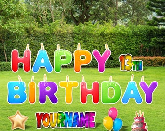 Birthday Yard Sign: Personalized Name and Age - Outdoor Decor