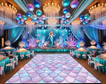 Mermaid Vinyl Floor Decal, Removable Party & Wedding Decor (Custom Sizes)
