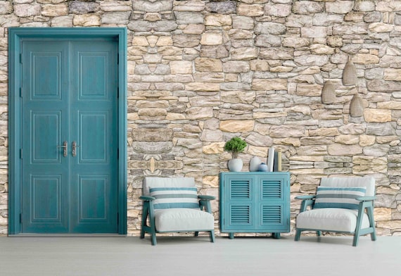 Custom Size Wallpaper - Decorative Uneven Cracked Real Stone Wallpaper- Peel and Stick Wall Decal - Self Adhesive or Pre-Pasted