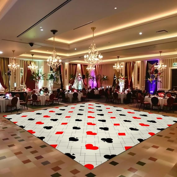 Personalized Casino Theme Vinyl Floor Wrap | Custom Removable Adhesive Floor Decals | Wedding, Party & Dance Floor Decor