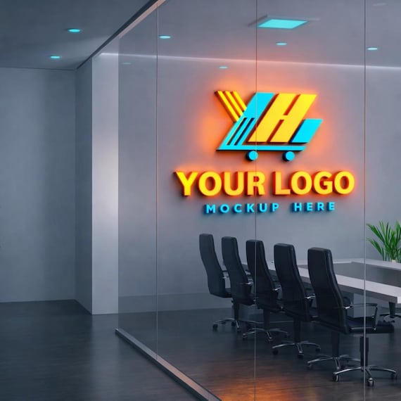 3D Logo Mockup Preview | Office Wall Business Sign Visualization | Channel, Frontlit & Backlit Styles | Design Proof Only