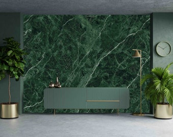 Custom Wallpaper: Green Marble Design - Peel & Stick, Removable