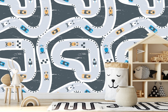 Custom Sport Car Wallpaper: Peel & Stick Racing Road Pattern - Removable