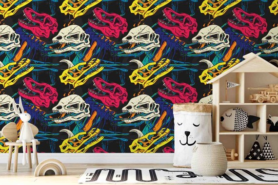 Pop Art Dinosaur Wall Mural - Custom Size, Peel and Stick