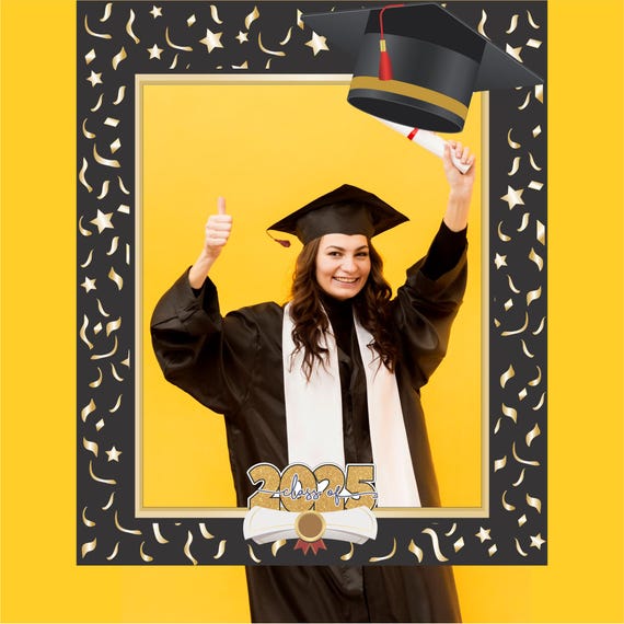 Graduation Custom Photo Frame - Personalized Selfie Frame for High School Grads - Congratulations Party Decor