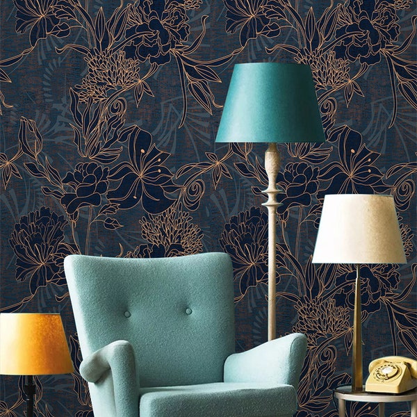 Custom Wallpaper Mural: Simple Plant Line Art - Peel & Stick