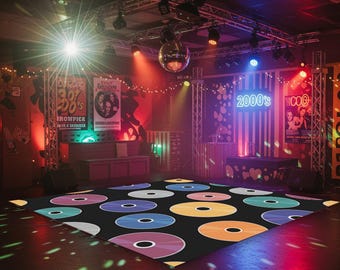 Party Dance Floor Decal, Personalized Vinyl (90s & 2000s Theme, Removable)