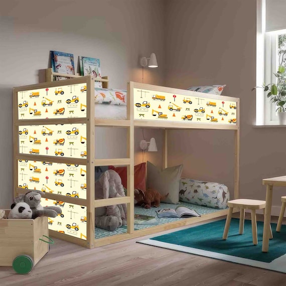 Machinery Kura Bed Decal for Kids Room - Furniture Decals - Adhesive Stickers for IKEA Kura-Wrap for Kura bed-Kura Bed Decals (No Steps) Bed