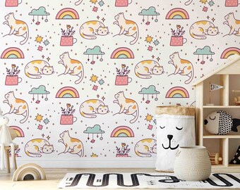 Custom Cat Wallpaper: Peel and Stick - Removable, Self Adhesive