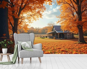 Custom Autumn Wall Mural - Peel and Stick Removable Wallpaper
