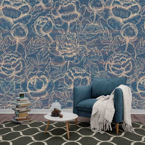 Retro Plant Wallpaper: Custom Size, Peel and Stick, Removable