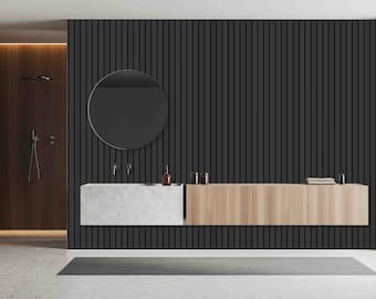 Black Wood Panel Wallpaper, Custom Size (Peel and Stick, Removable)