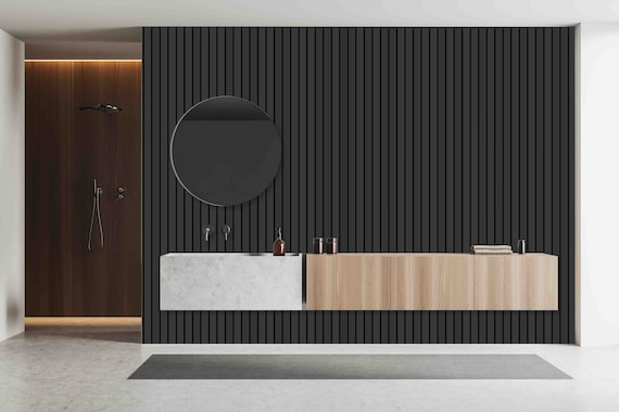 Custom Size Wallpaper - Black Panel Wallpaper  - Peel and Stick Wall Decal - Self Adhesive or Pre-Pasted - Removable Wallpaper