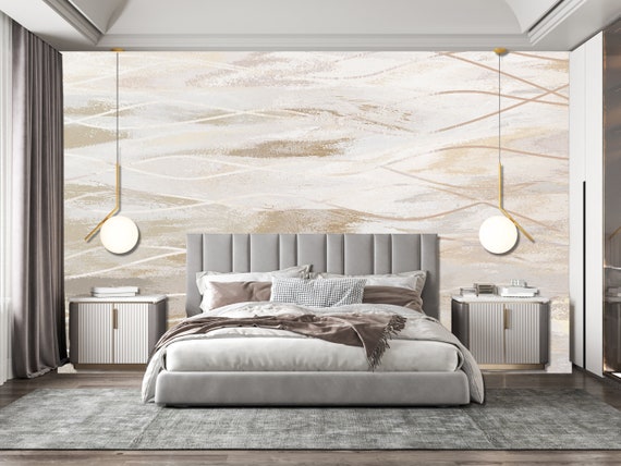 Custom Wallpaper: Minimalist Gold Shapes - Peel & Stick Design