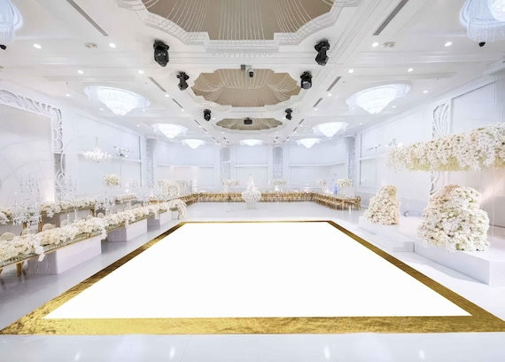 Mirror Gold Lines Dance Floor | Modern Initials Decal | Wedding Dance Floor | Dance Floor Designs | Mirror Decals