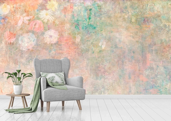 Hand-Drawn Colorful Wallpaper (Custom Size, Peel and Stick, Removable)