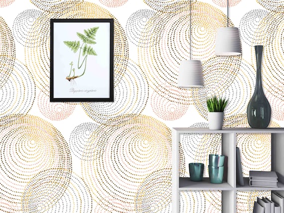 Custom Size Wallpaper - Rose Gold Abstract Geometry Luxury Wallpaper - Peel and Stick Wall Decal - Self Adhesive or Pre-Pasted