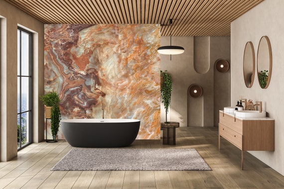 Custom Size Wallpaper - Stone and Rock Composite Marble Wallpaper  - Peel and Stick Wall Decal - Self Adhesive or Pre-Pasted