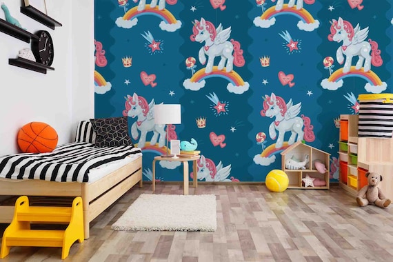 Cute Unicorn Wallpaper: Custom Size Peel and Stick Mural