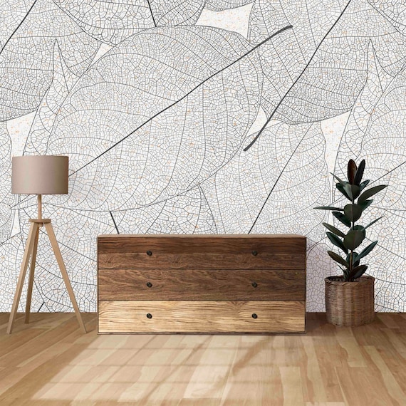 Custom Leaf Vein Wallpaper: Modern Plant Design - Peel & Stick