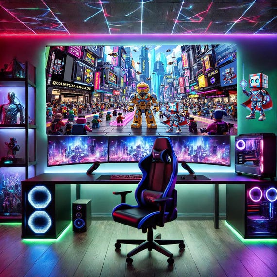 NeoBrickers Cyber City Wall Art: Neon AI Robot, Futuristic Decor