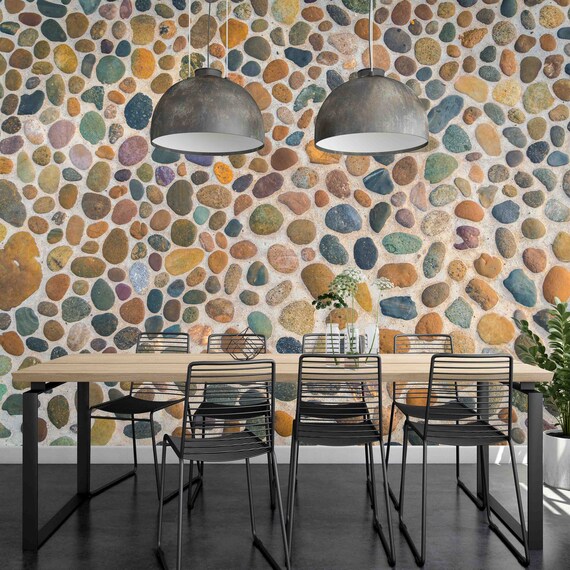 Custom Wallpaper Mural: Colorful Stone Design - Peel & Stick