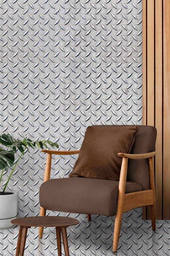 Peel and Stick Wallpaper: Metal Floor Pattern (Custom Size, Removable)