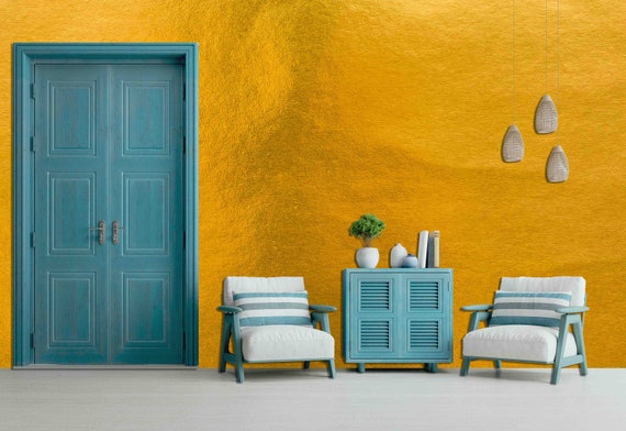 Custom Size Wallpaper - Gold Shiny with Sparkle Yellow Metallic Texture Wallpaper - Peel and Stick Wall Decal - Self Adhesive or Pre-Pasted