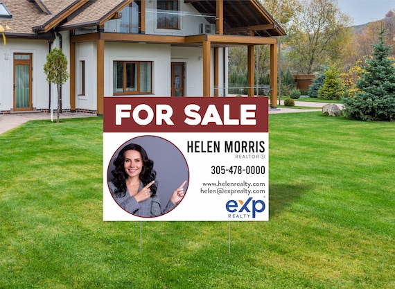 Personalized Real Estate Yard Sign - Custom For Sale Sign with Stakes - Multiple Size Options